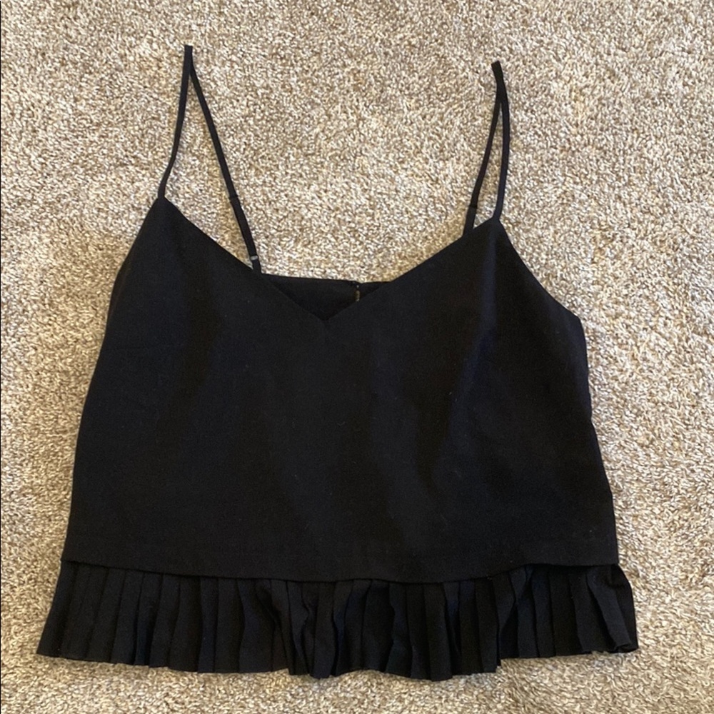French Connection Black Pleated Detail CroppedCamisole